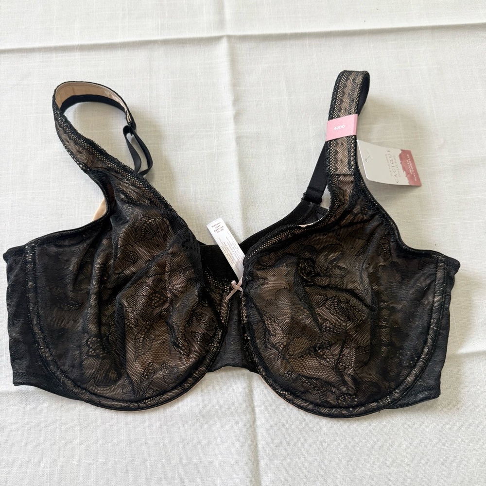 Cacique Black Floral Lace Bra